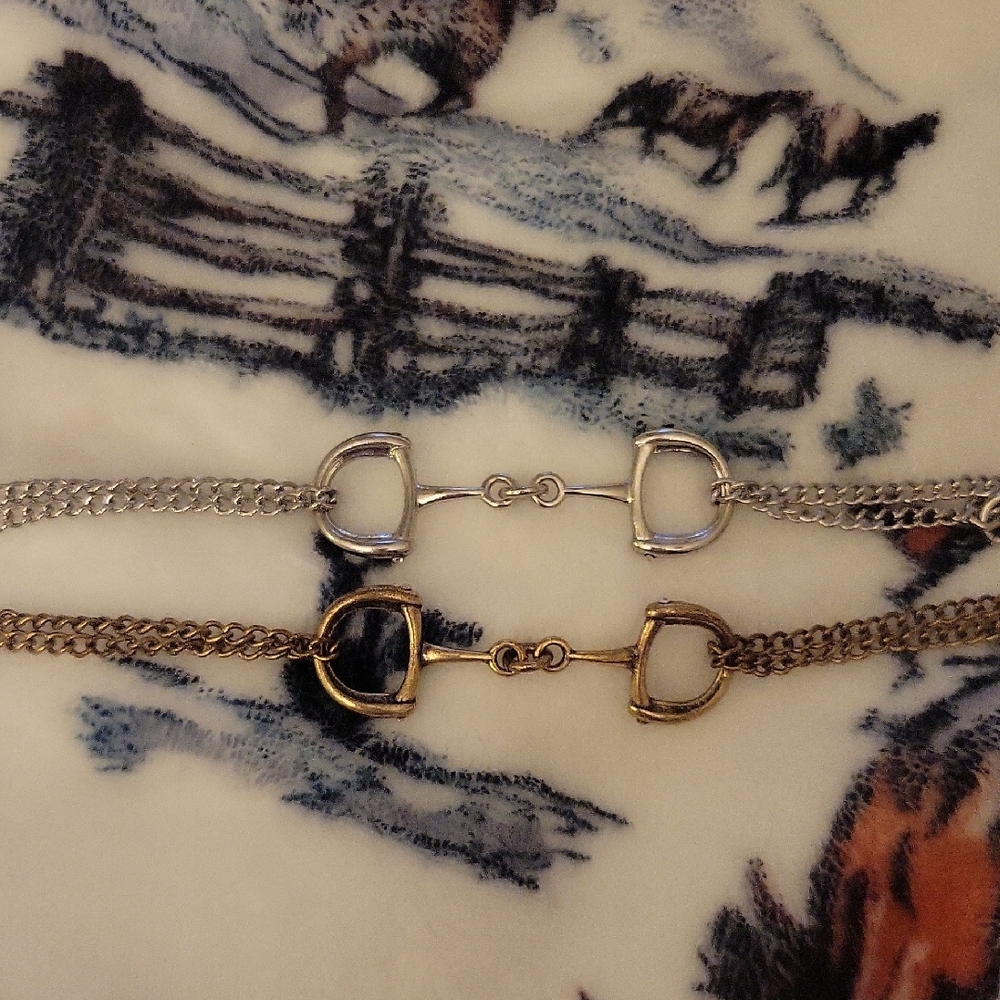 Gold and Silver Chain Horse Bit Bracelets